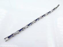 Load image into Gallery viewer, 9.10CT ESTATE VINTAGE PRINCESS DIAMOND SAPPHIRE CHANNEL SET TENNIS BRACELET PLAT