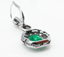 Load image into Gallery viewer, GIA 4.80CT ANTIQUE VINTAGE COLOMBIAN GREEN EMERALD DIAMOND DROP DANGLE EARRINGS