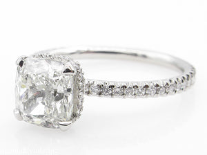 GIA 2.51CT ESTATE VINTAGE CUSHION DIAMOND ENGAGEMENT WEDDING PLATINUM RING