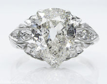 Load image into Gallery viewer, GIA 3.08CT ANTIQUE VINTAGE OLD MINE PEAR DIAMOND ENGAGEMENT WEDDING RING PLAT