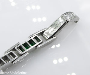 9.10CT ESTATE VINTAGE PRINCESS DIAMOND EMERALD CHANNEL SET TENNIS BRACELET PLAT