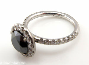 3.00CT ESTATE VINTAGE ROUND BLACK DIAMOND ENGAGEMENT WEDDING RING 18KWG EGL USA