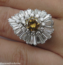 Load image into Gallery viewer, GIA 4.20CT ESTATE VINTAGE FANCY COGNAC DIAMOND “BALLERINA” CLUSTER RING 18K WG