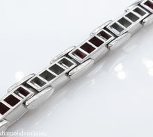 Load image into Gallery viewer, 9.10CT ESTATE VINTAGE PRINCESS DIAMOND RUBY CHANNEL SET TENNIS BRACELET PLATINUM