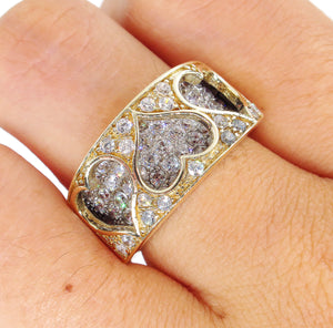 ESTATE VINTAGE CZ HEART WEDDING ANNIVERSARY RING BAND 9K