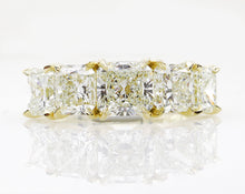 Load image into Gallery viewer, 4.07CT ESTATE VINTAGE RADIANT DIAMOND ENGAGEMENT WEDDING BAND RING 18K YG