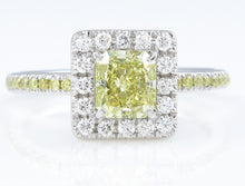 Load image into Gallery viewer, GIA 1.55CT ESTATE FANCY YELLOW RADIANT DIAMOND ENGAGEMENT WEDDING RING PLAT