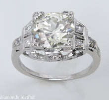 Load image into Gallery viewer, 3.07CT ANTIQUE VINTAGE DECO OLD EURO DIAMOND ENGAGEMENT WEDDING RING PLAT EGL