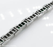 Load image into Gallery viewer, 9.10CT ESTATE VINTAGE PRINCESS DIAMOND EMERALD CHANNEL SET TENNIS BRACELET PLAT