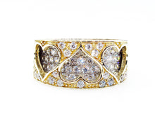 Load image into Gallery viewer, ESTATE VINTAGE CZ HEART WEDDING ANNIVERSARY RING BAND 9K