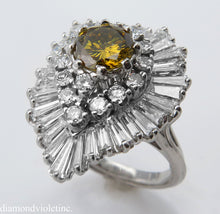 Load image into Gallery viewer, GIA 4.20CT ESTATE VINTAGE FANCY COGNAC DIAMOND “BALLERINA” CLUSTER RING 18K WG