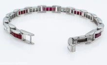 Load image into Gallery viewer, 9.10CT ESTATE VINTAGE PRINCESS DIAMOND RUBY CHANNEL SET TENNIS BRACELET PLATINUM