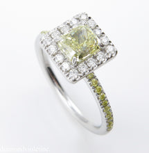 Load image into Gallery viewer, GIA 1.55CT ESTATE FANCY YELLOW RADIANT DIAMOND ENGAGEMENT WEDDING RING PLAT