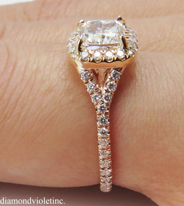 GIA 1.84CT ESTATE VINTAGE CUSHION DIAMOND ENGAGEMENT WEDDING ROSE GOLD RING