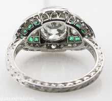 Load image into Gallery viewer, GIA 3.10CT ESTATE VINTAGE OLD EURO DIAMOND EMERALD ENGAGEMENT WEDDING RING PLAT