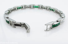 Load image into Gallery viewer, 9.10CT ESTATE VINTAGE PRINCESS DIAMOND EMERALD CHANNEL SET TENNIS BRACELET PLAT