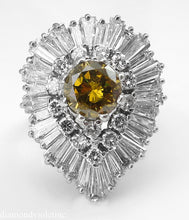 Load image into Gallery viewer, GIA 4.20CT ESTATE VINTAGE FANCY COGNAC DIAMOND “BALLERINA” CLUSTER RING 18K WG