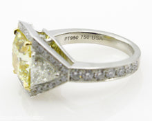 Load image into Gallery viewer, GIA 5.84CT ESTATE VINTAGE FANCY YELLOW CUSHION DIAMOND ENGAGEMENT WEDDING RING