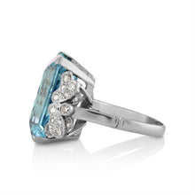 Load image into Gallery viewer, GIA 17.85ct Antique Vintage Art Deco Natural Aquamarine Diamond Fashion Right Hand Platinum Ring