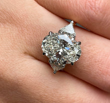 Load image into Gallery viewer, GIA Shy 6ct Estate Vintage Oval Diamond Engagement Wedding 18k YG Platinum Ring