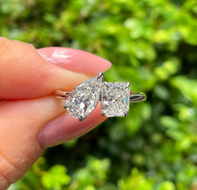 Load image into Gallery viewer, GIA 2.19ct Estate Radiant Pear Diamond Right-hand Platinum Ring