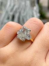 Load image into Gallery viewer, GIA 6.04ct Estate Vintage Radiant Diamond Engagement Wedding 18k Yellow Gold Platinum Ring