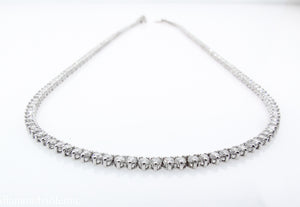 7.50CT ESTATE VINTAGE ROUND DIAMOND TENNIS NECKLACE 14K WHITE GOLD