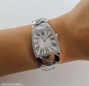 Authentic Cartier La Dona Ladies 29mm by 27mm Watch 18k White Gold bezel with diamond set