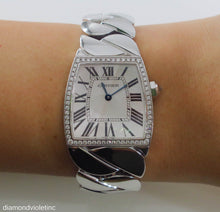 Load image into Gallery viewer, Authentic Cartier La Dona Ladies 29mm by 27mm Watch 18k White Gold bezel with diamond set