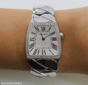 Authentic Cartier La Dona Ladies 29mm by 27mm Watch 18k White Gold bezel with diamond set