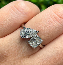 Load image into Gallery viewer, GIA 2.19ct Estate Radiant Pear Diamond Right-hand Platinum Ring