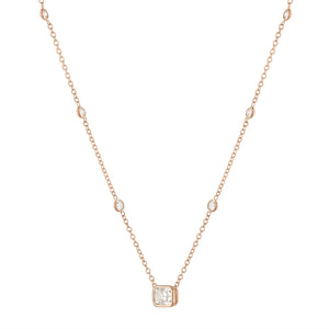 GIA 1.50ct Light Cognac Diamond by The Yard Necklace 14k Rose Gold