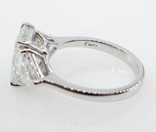 Load image into Gallery viewer, GIA 4.01CT Estate Vintage Radiant Diamond 3 Stone Engagement Wedding Platinum Ring