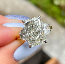 Load image into Gallery viewer, GIA 6.04ct Estate Vintage Radiant Diamond Engagement Wedding 18k Yellow Gold Platinum Ring