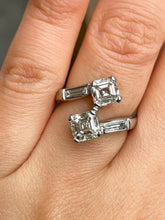 Load image into Gallery viewer, GIA 2.37ct Estate Vintage Asscher Diamond “Toi et Moi” Crossover Platinum Ring