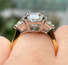 Load image into Gallery viewer, GIA Shy 5ct Estate Vintage Oval Diamond Engagement Wedding 18k YG Platinum Ring