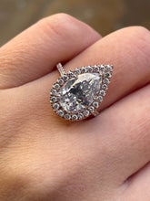 Load image into Gallery viewer, GIA 4.02ct Estate Vintage Pear Diamond Engagement Wedding 18k Rose Gold Ring 