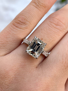 GIA 4.50ct Estate Vintage Emerald cut Diamond Engagement Wedding Platinum Ring