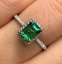 Load image into Gallery viewer, Reserved 1.57ct Estate Vintage Green Tourmaline Diamond Engagement Wedding Ring Platinum