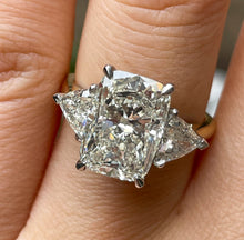 Load image into Gallery viewer, GIA 5.06ct Estate Vintage Cushion Diamond Engagement Wedding 18k Yellow Gold Platinum Ring