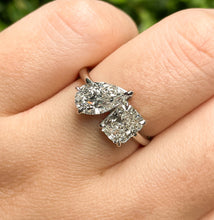 Load image into Gallery viewer, GIA 2.19ct Estate Radiant Pear Diamond Right-hand Platinum Ring