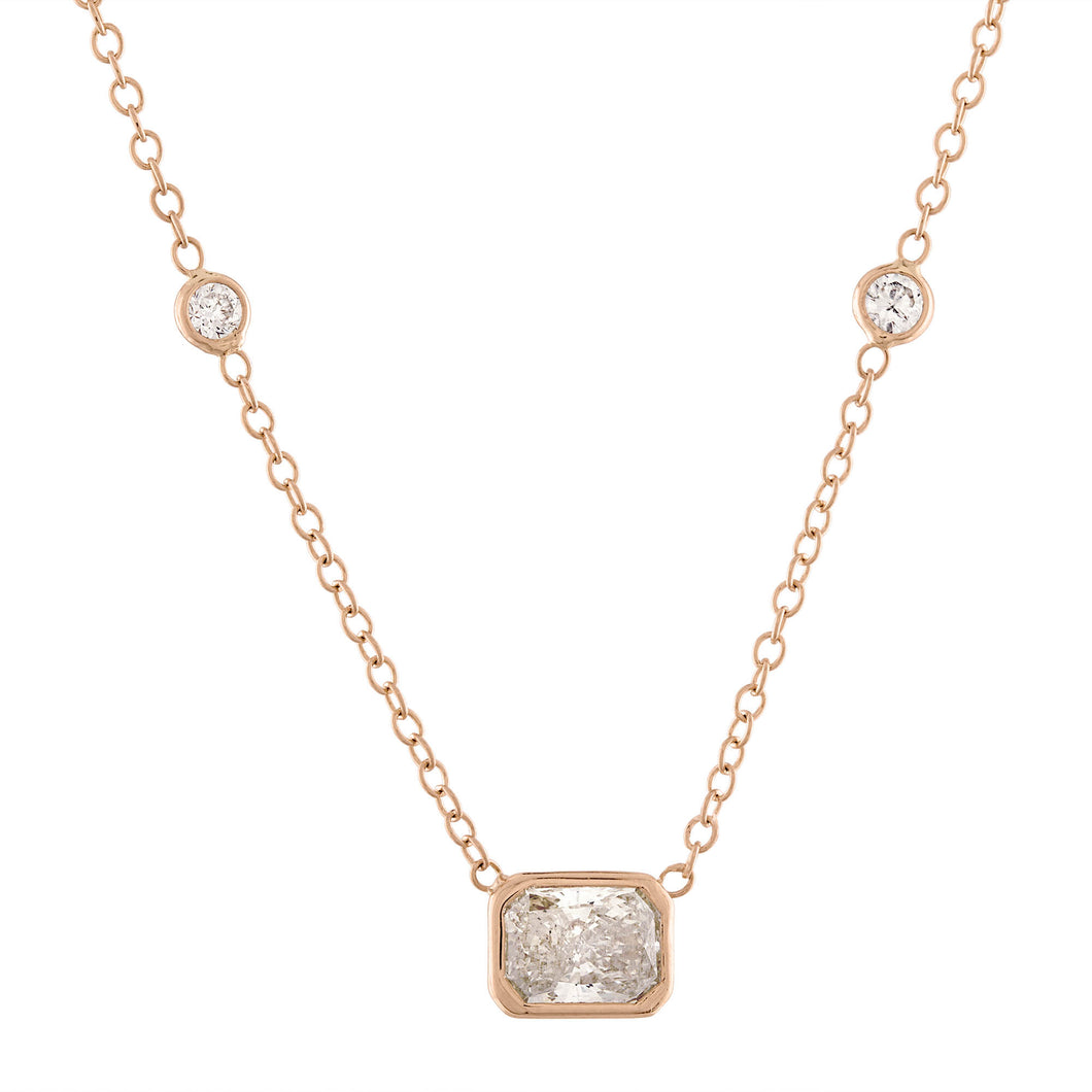 GIA 1.50ct Light Cognac Diamond by The Yard Necklace 14k Rose Gold