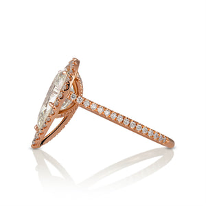 GIA 4.02ct Estate Vintage Pear Diamond Engagement Wedding 18k Rose Gold Ring