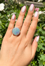 Load image into Gallery viewer, Reserved HUGE Estate Vintage Australian Crystal Opal Diamond Platinum Ring Signed