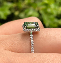 Load image into Gallery viewer, Reserved 1.57ct Estate Vintage Green Tourmaline Diamond Engagement Wedding Ring Platinum