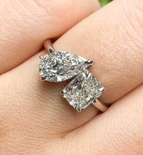 Load image into Gallery viewer, GIA 2.19ct Estate Radiant Pear Diamond Right-hand Platinum Ring