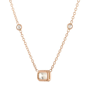 GIA 1.50ct Light Cognac Diamond by The Yard Necklace 14k Rose Gold