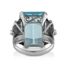 Load image into Gallery viewer, GIA 17.85ct Antique Vintage Art Deco Natural Aquamarine Diamond Fashion Right Hand Platinum Ring