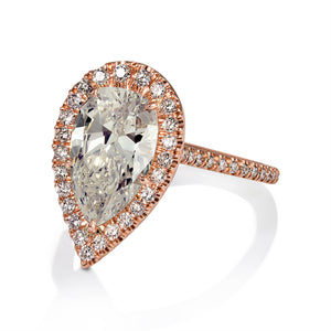 GIA 4.02ct Estate Vintage Pear Diamond Engagement Wedding 18k Rose Gold Ring