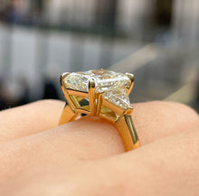 Load image into Gallery viewer, GIA 3.57ct Estate Vintage Radiant Diamond Engagement Wedding 18k Yellow Gold Ring 